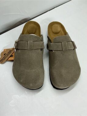 Project Cloud Men's Suede Slide Sandals in Taupe